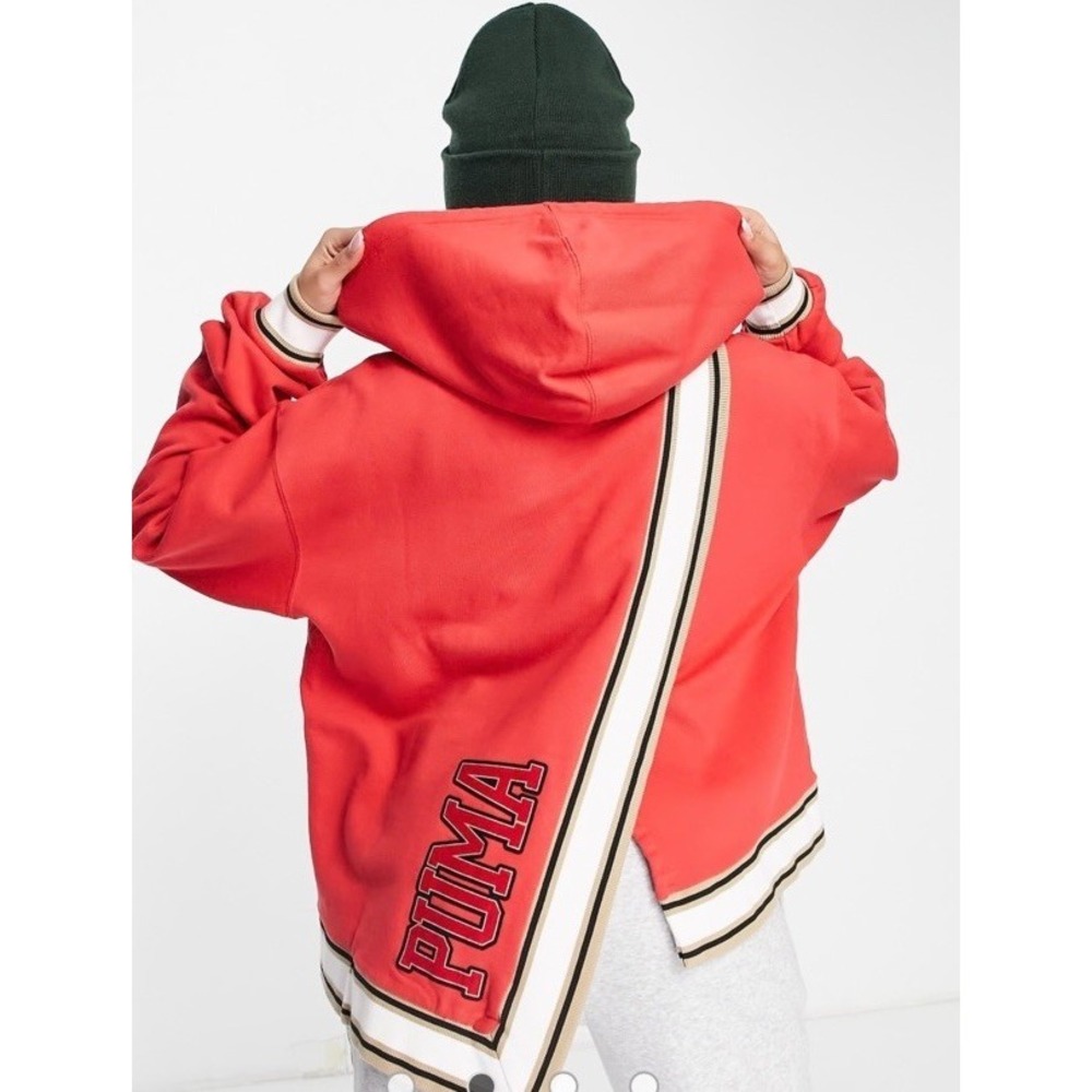 Puma by June Ambrose hoodie with asymmetric hem in red Size Medium - Picture 4 of 5